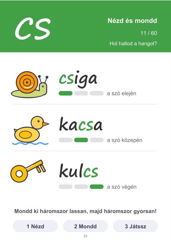 CS hang szókártya